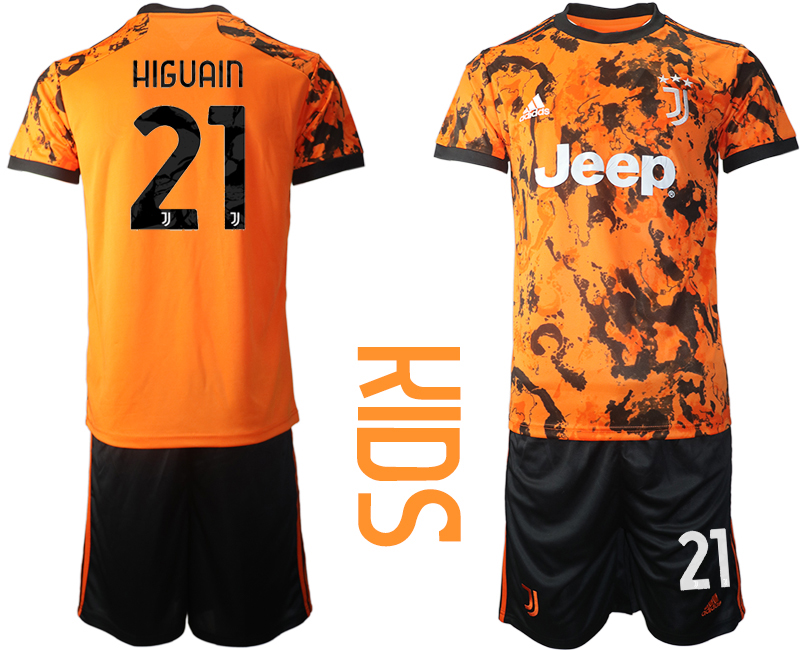 Youth 2020-2021 club Juventus away orange #21 Soccer Jerseys